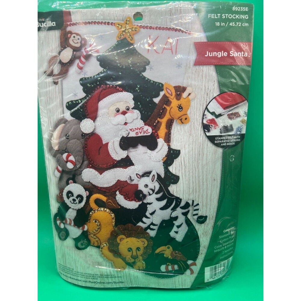 Bucilla JUNGLE SANTA FELT  Stocking Kit-89235E/2020